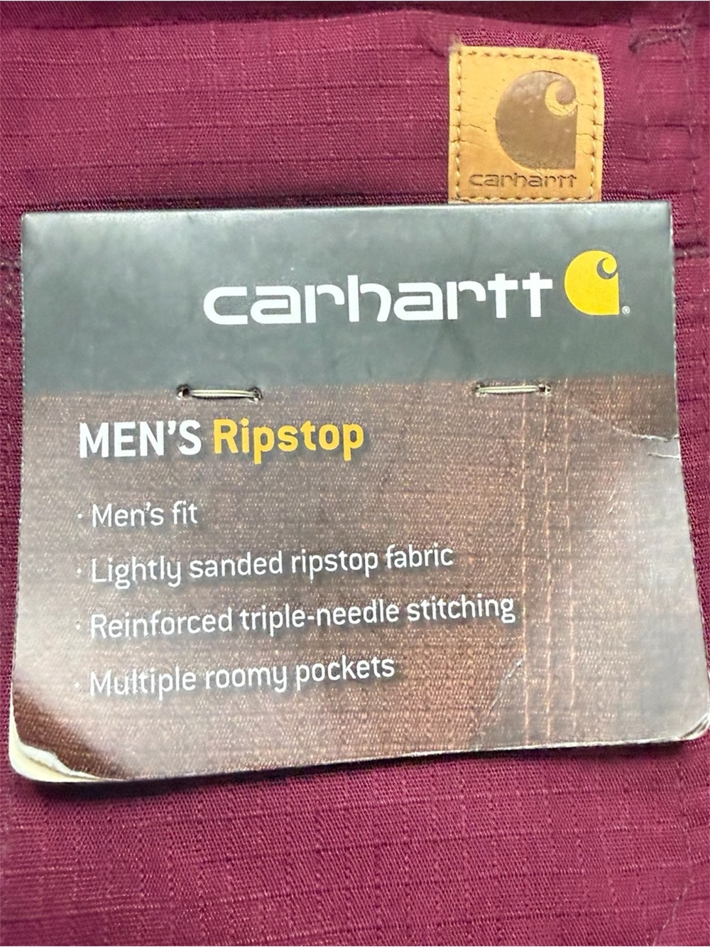 |NWT| CARHARTT Men’s Ripstop Scrub Top Burgundy Navy Colorblock V-Neck Medium - Picture 3 of 7